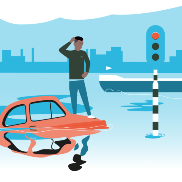 Waterdiepte binnendijks bij overstroming